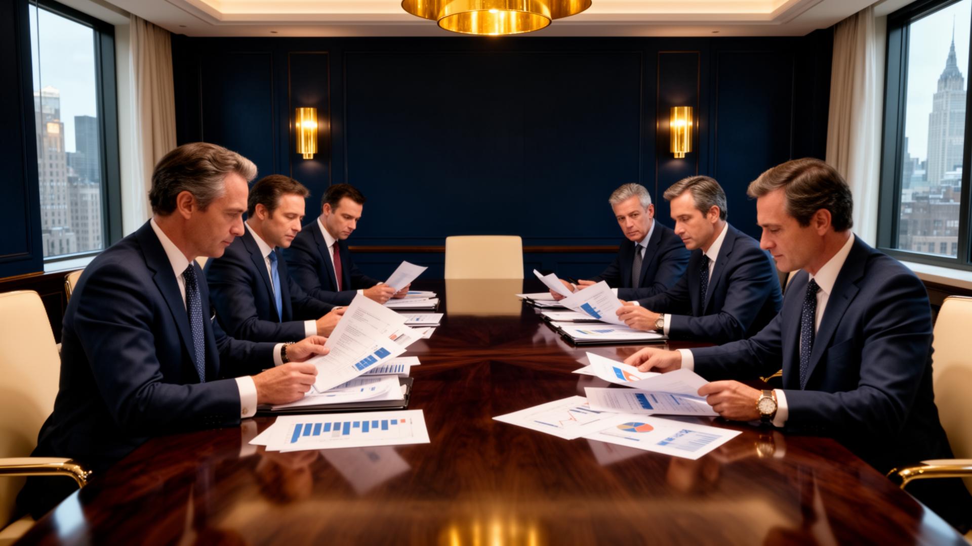 Executives reviewing financial reports
