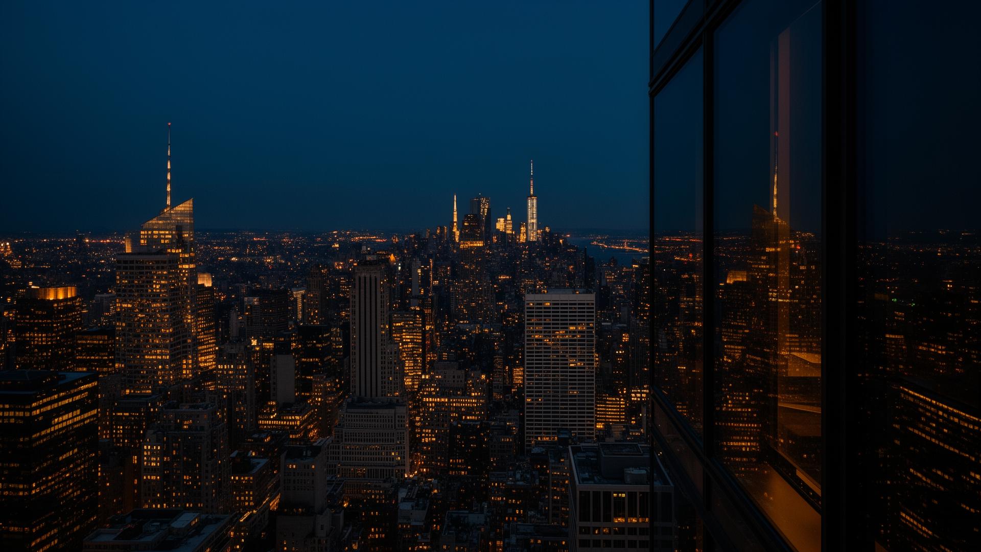 Manhattan skyline at dusk